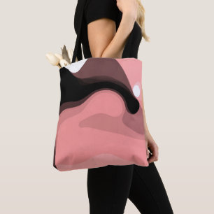 Sunset Horizon: Abstract Pink, Black & White Tote Bag