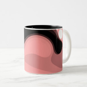 Sunset Horizon: Abstract Pink, Black & White Two-Tone Coffee Mug