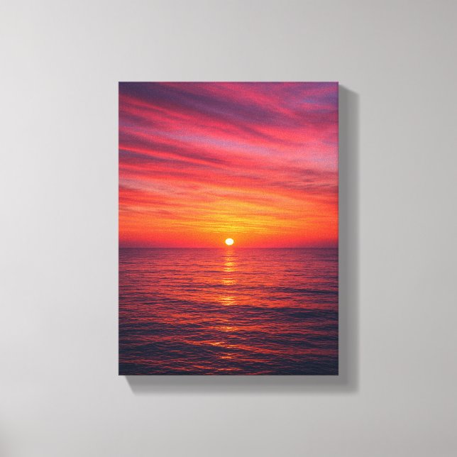 Sunset Horizon Over Tranquil Sea Canvas Print (Front)