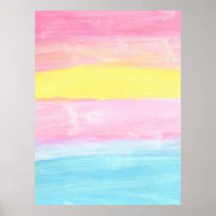 Sunset Horizon Watercolor Abstract  Poster