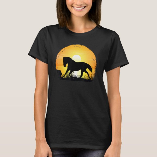 Sunset Horse Breed Silhouette   American Quarter H T-Shirt (Front)