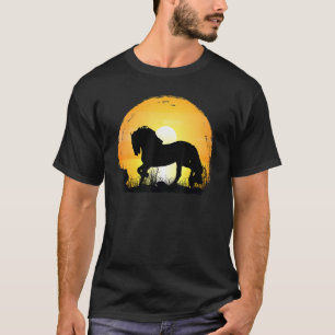 Sunset Horse Breed Silhouette   Friesian T-Shirt