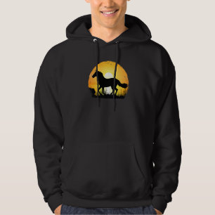 Sunset Horse Breed Silhouette Mongolian Horse Hoodie