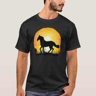 Sunset Horse Breed Silhouette   Mustang Horse T-Shirt