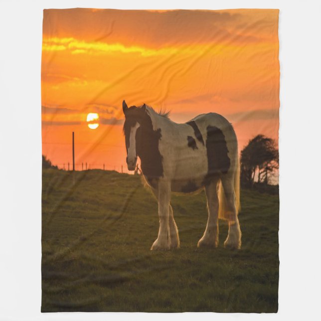 Sunset Horse Fleece Blanket (Front)
