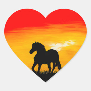 sunset horse heart sticker