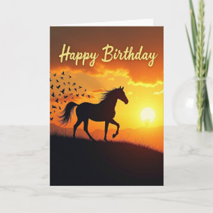 Sunset Horse Joyful Birthday Card