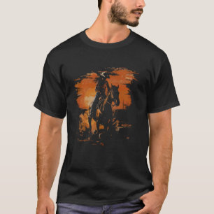 Sunset Horse Lover Farm Girl Cute Womens Equestria T-Shirt