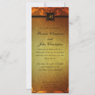 Sunset Hues Fall Wedding Monogram Design Invitation