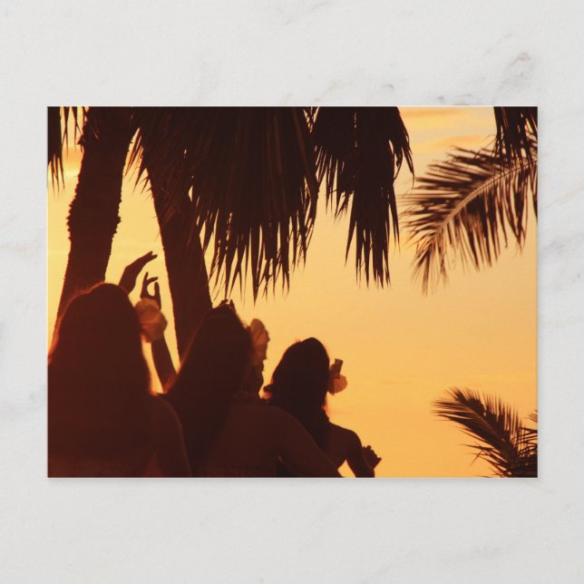Sunset Hula Dancing Postcard (Front)
