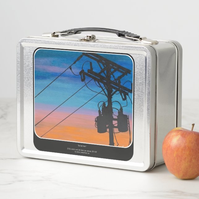 'Sunset Hum' Painting on a  Metal Lunch Box (In Situ)