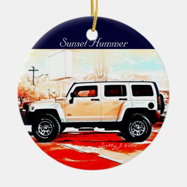 "Sunset Hummer" © 2010 S.J. Ceramic Tree Decoration (Front)