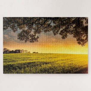 Sunset in a Rural Field Landscape Puzzle