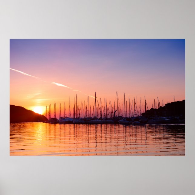 Sunset in Adriatic sea bay photo print. Croatia Poster (Front)