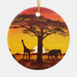 Sunset in Africa Ceramic Tree Decoration