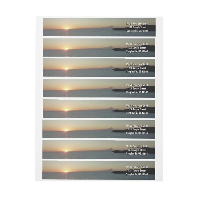Sunset in Antigua II Island Seascape Wrap Around Label (Sheet)