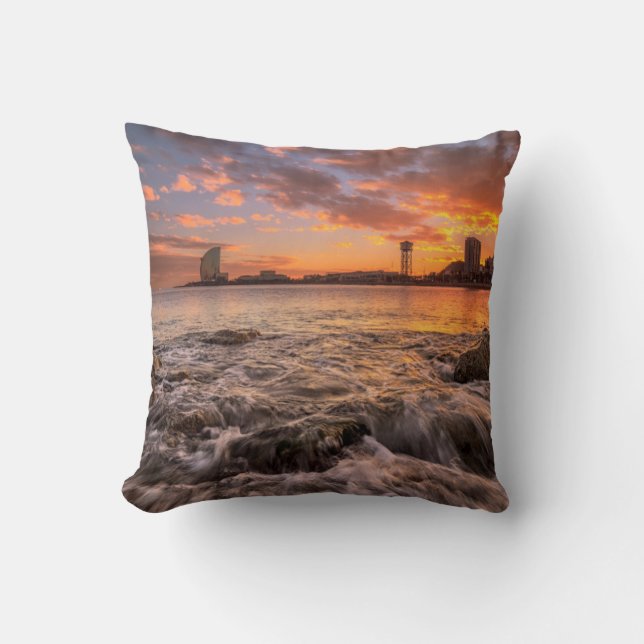 Sunset In Barcelona Cushion (Front)