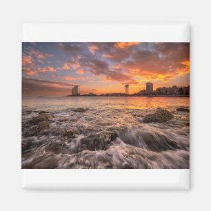 Sunset In Barcelona Magnet