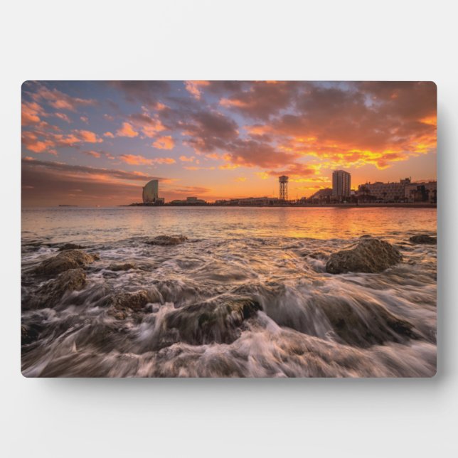 Sunset In Barcelona Plaque (Front)