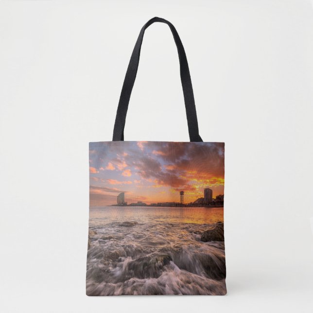 Sunset In Barcelona Tote Bag (Front)