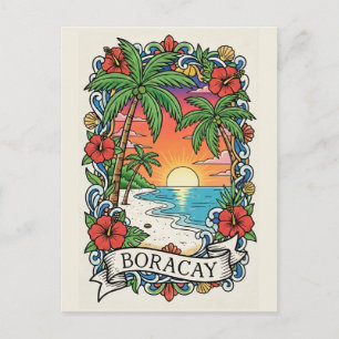 Sunset in Boracay Philippines Postcard