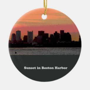 Sunset in Boston Harbour Ceramic Tree Decoration