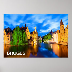 Sunset in Bruges. Belgium Poster