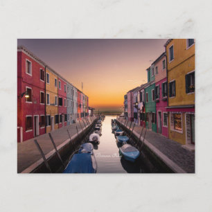 Sunset in Burano, Italy Postcard