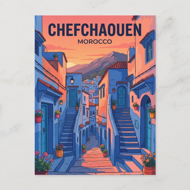 Sunset in Chefchaouen Morocco Postcard (Front)