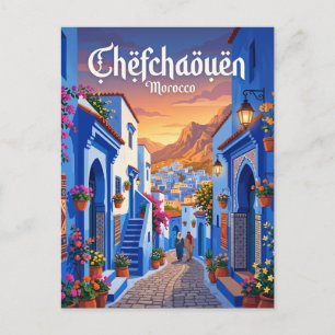 Sunset in Chefchaouen Morocco Postcard