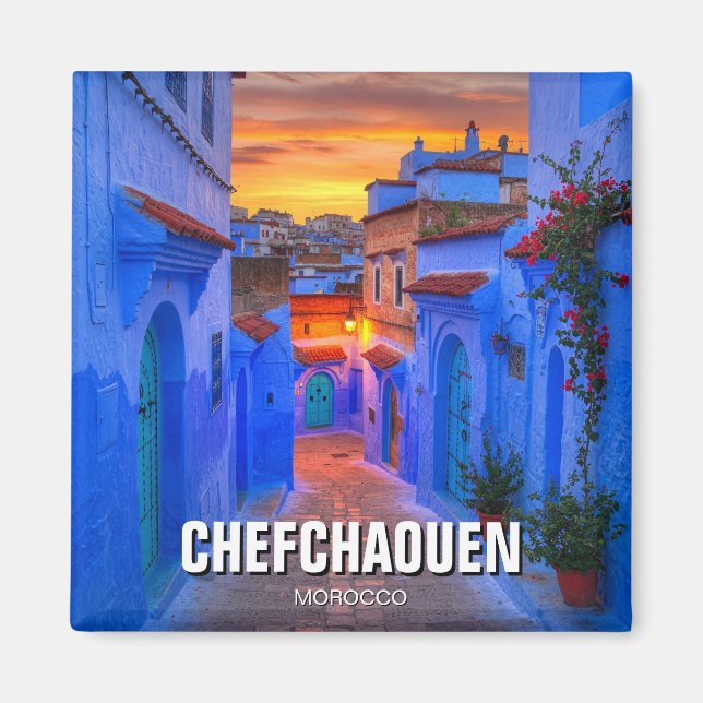 Sunset in Chefchaouen Morocco Travel Magnet (Front)