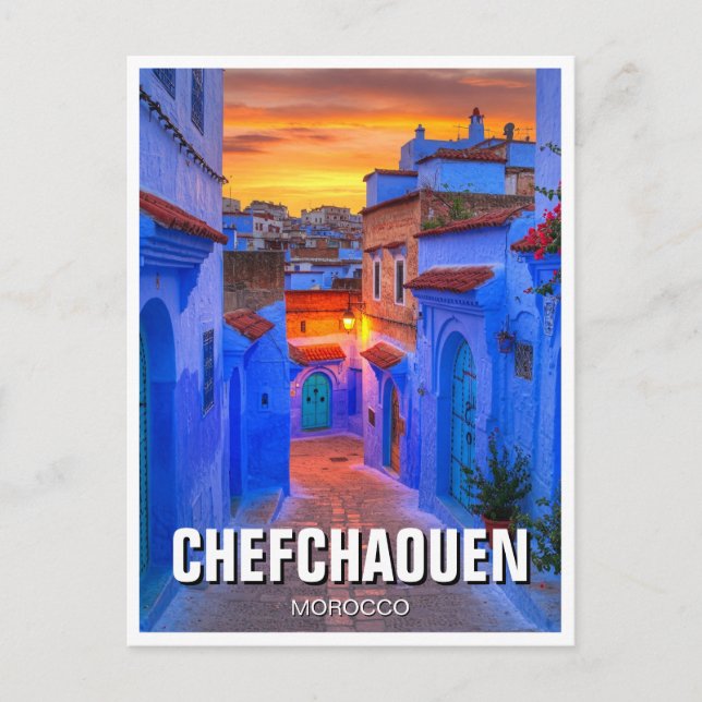Sunset in Chefchaouen Morocco Travel Postcard (Front)