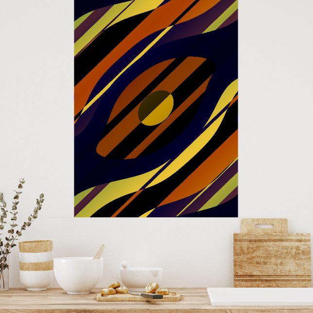 Sunset In Crimson Tones Fractal Pattern Poster (Kitchen)