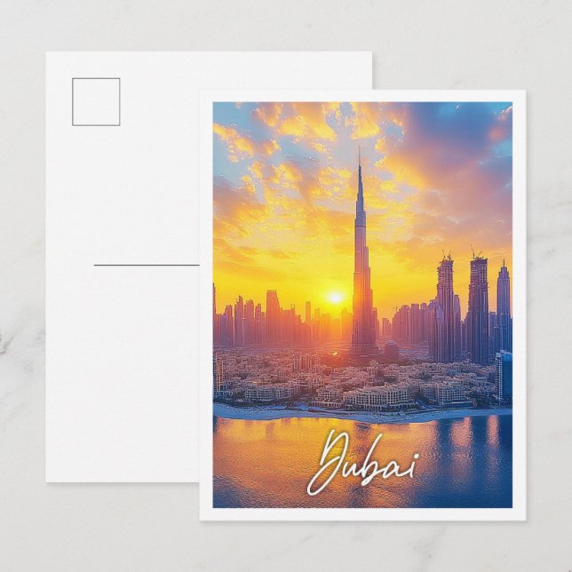 Sunset in Dubai UAE United Arab Emirates City Postcard (Front/Back)