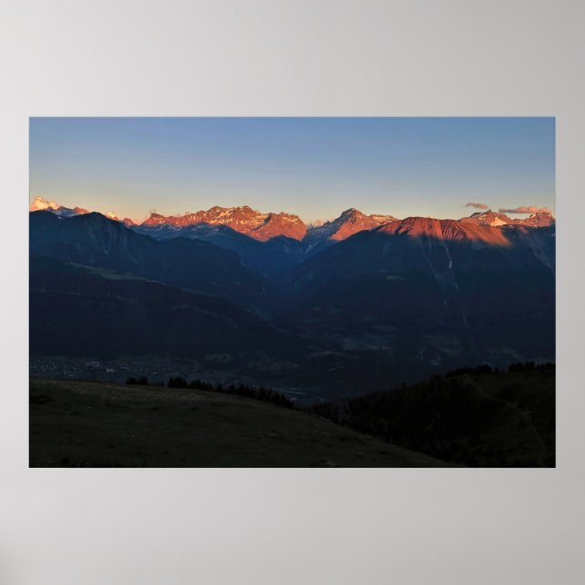 Sunset in Fiescher Valley Poster (Front)