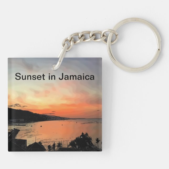 Sunset in Jamaica Key Ring (Back)