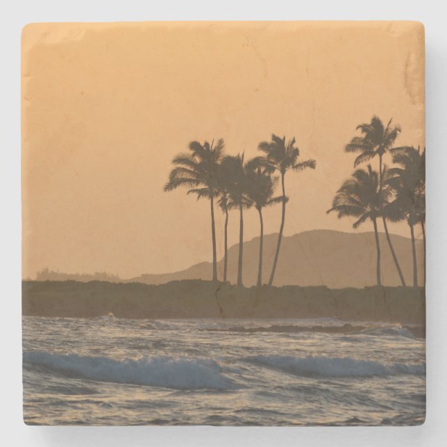 Sunset in Kauai Hawaii Stone Coaster (Front)