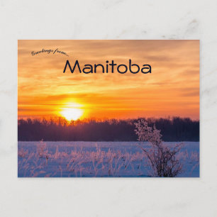 Sunset in Lake Audy Manitoba Postcard