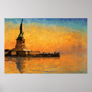 Sunset in Liberty Island Poster