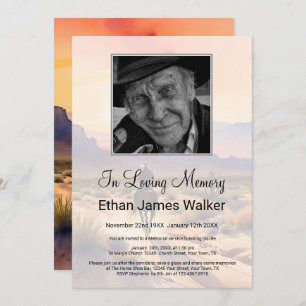 Sunset In Loving Memory Funeral Photo Invitation
