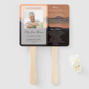 Sunset In Loving Memory Funeral Program Hand Fan