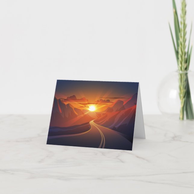 Sunset in mountains thank you card (Front)
