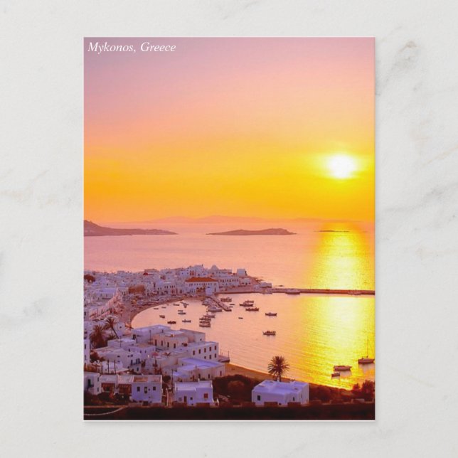 Sunset in Mykonos, Greece Postcard (Front)