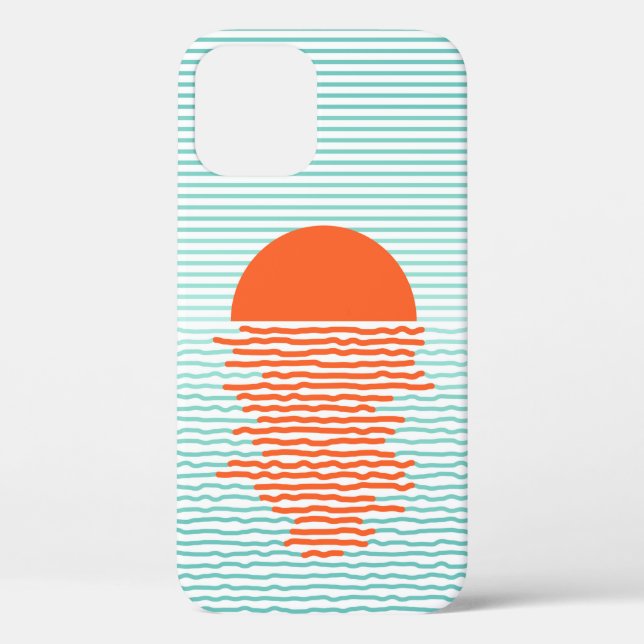Sunset in ocean - striped background. line artsuns Case-Mate iPhone case (Back)