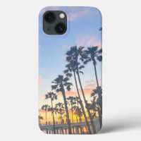 Sunset in Oceanside California with Palm Trees