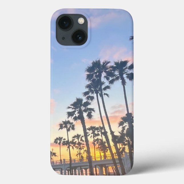 Sunset in Oceanside California with Palm Trees Case-Mate iPhone Case (Back)