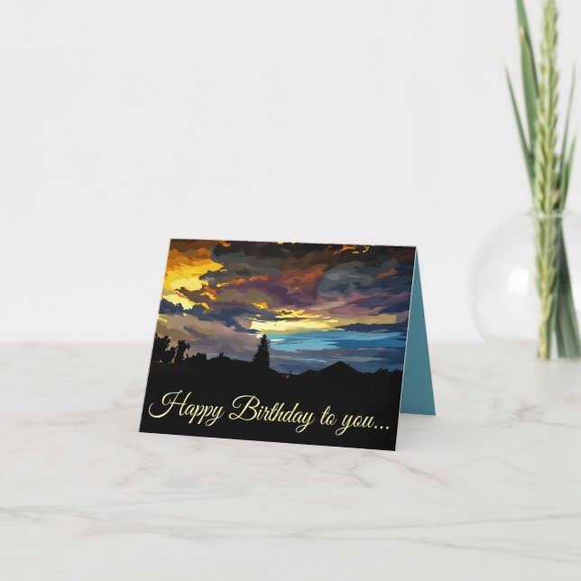 Sunset in paint Folded Greeting Card (Front)