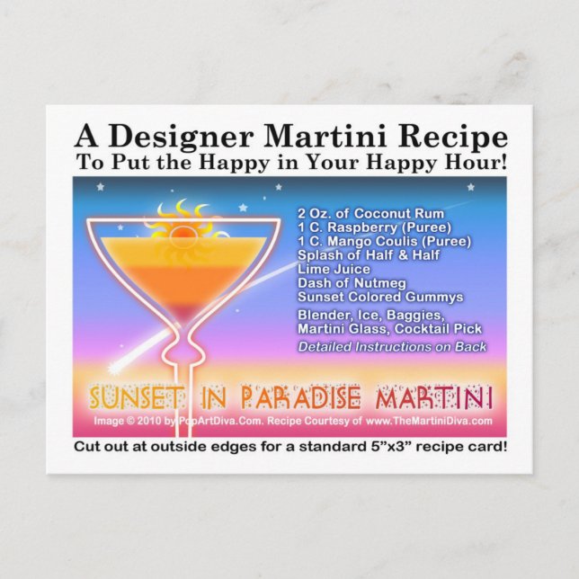 Sunset in Paradise Martini Recipe Postcard (Front)