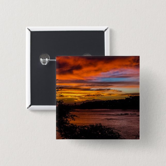 Sunset in Praia, Cape Verde 15 Cm Square Badge (Front & Back)