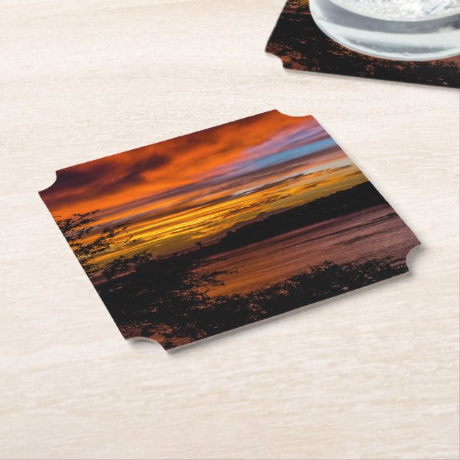 Sunset in Praia, Cape Verde Paper Coaster (Angled)